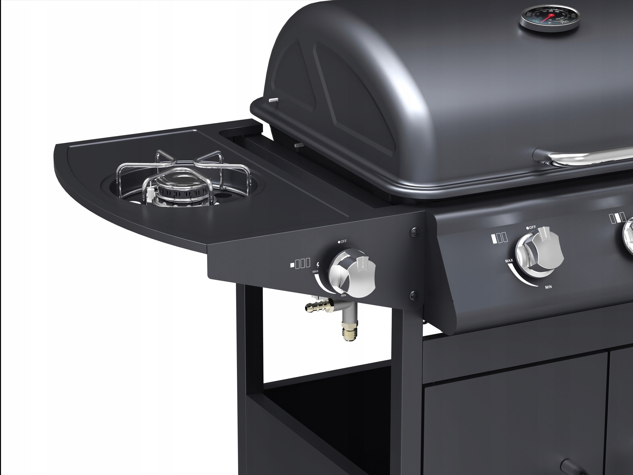 GARDEN GAS GRILL 3+1 11kW LARGE GRATE CABINET SIDE BURNER THERMOMETER Number of burners 5