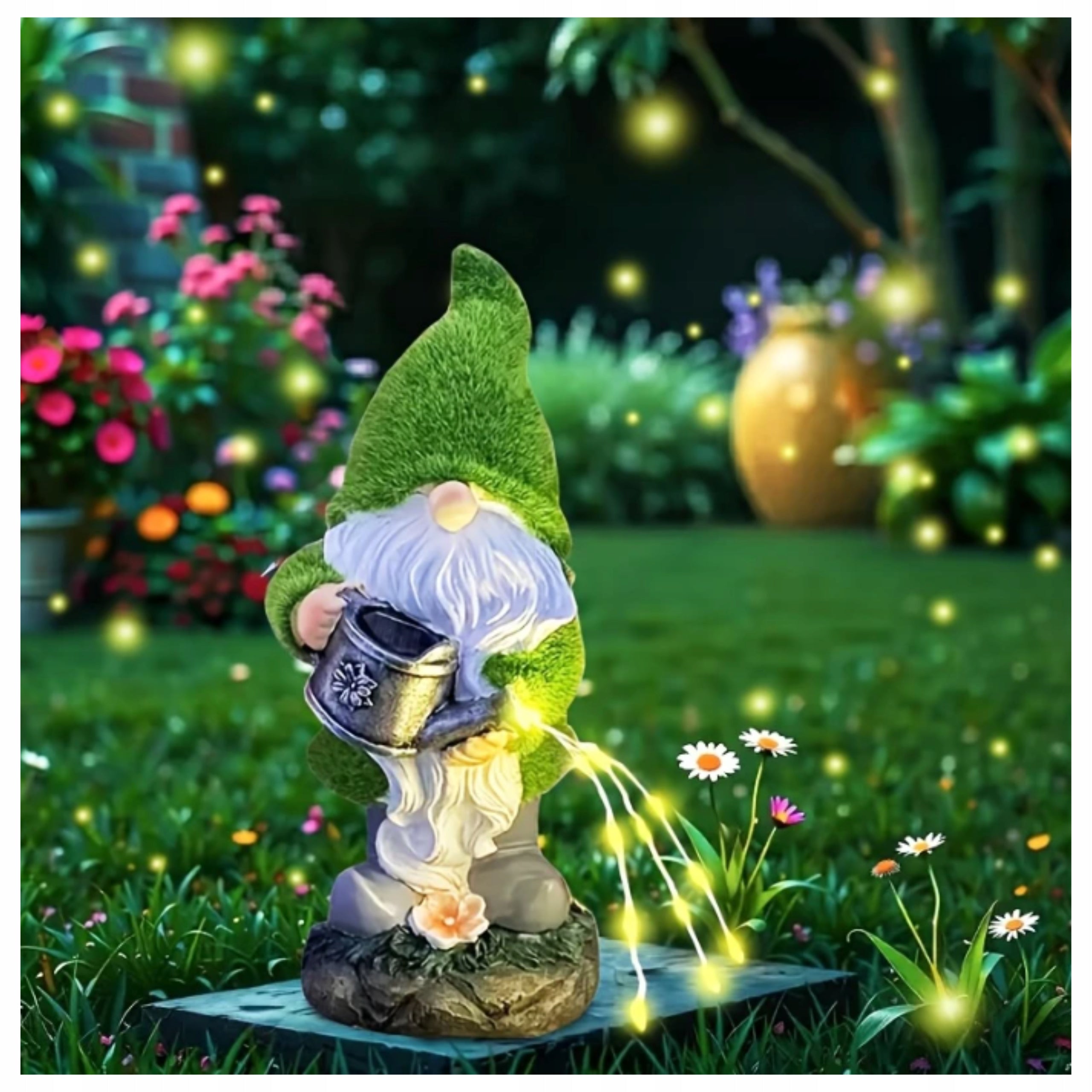 GARDEN GNOME DECORATIVE FIGURINE WITH SOLAR LAMP WATERPROOF LIGHT