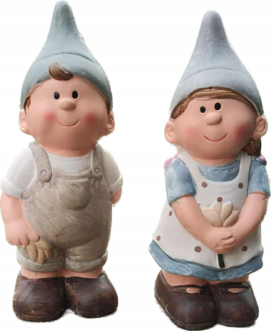 GARDEN GNOMES FIGURINES GARDEN DECORATIONS SET OF 2X 30 CM GNOME