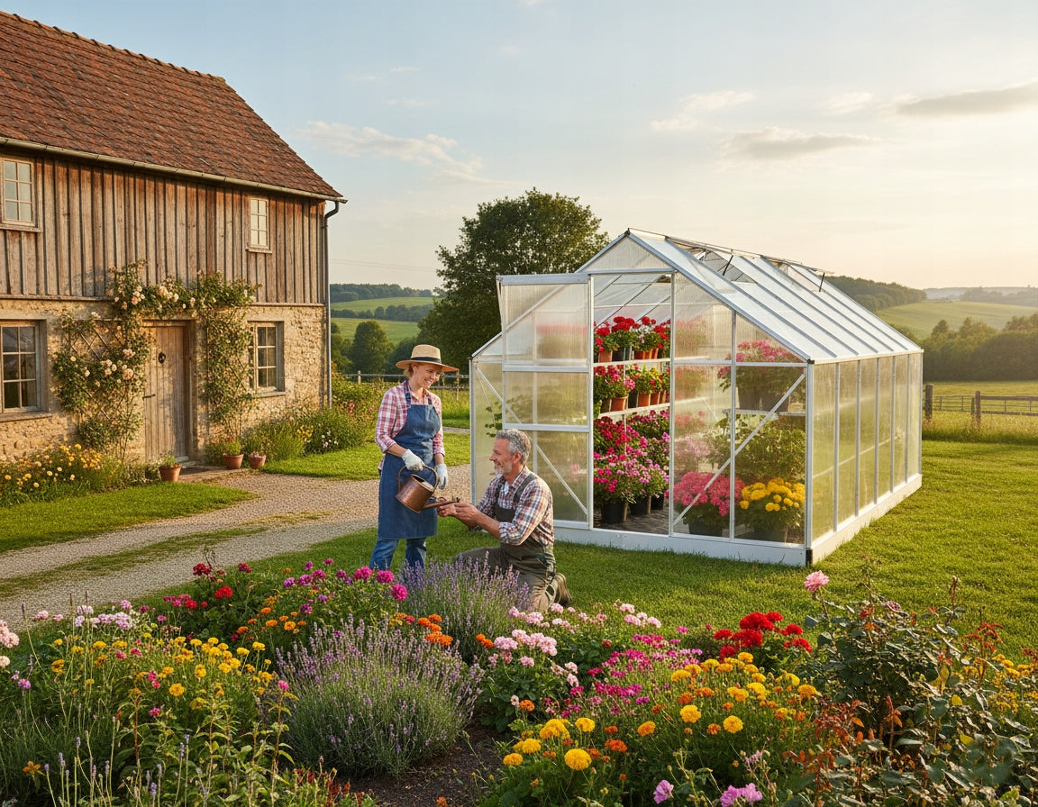 GARDEN GREENHOUSE 4,3mx2,5m ALUMINUM POLYCARBONATE 6mm +FOUNDATION WITH ANCHORS Manufacturer code Gewächshäuser-4,3