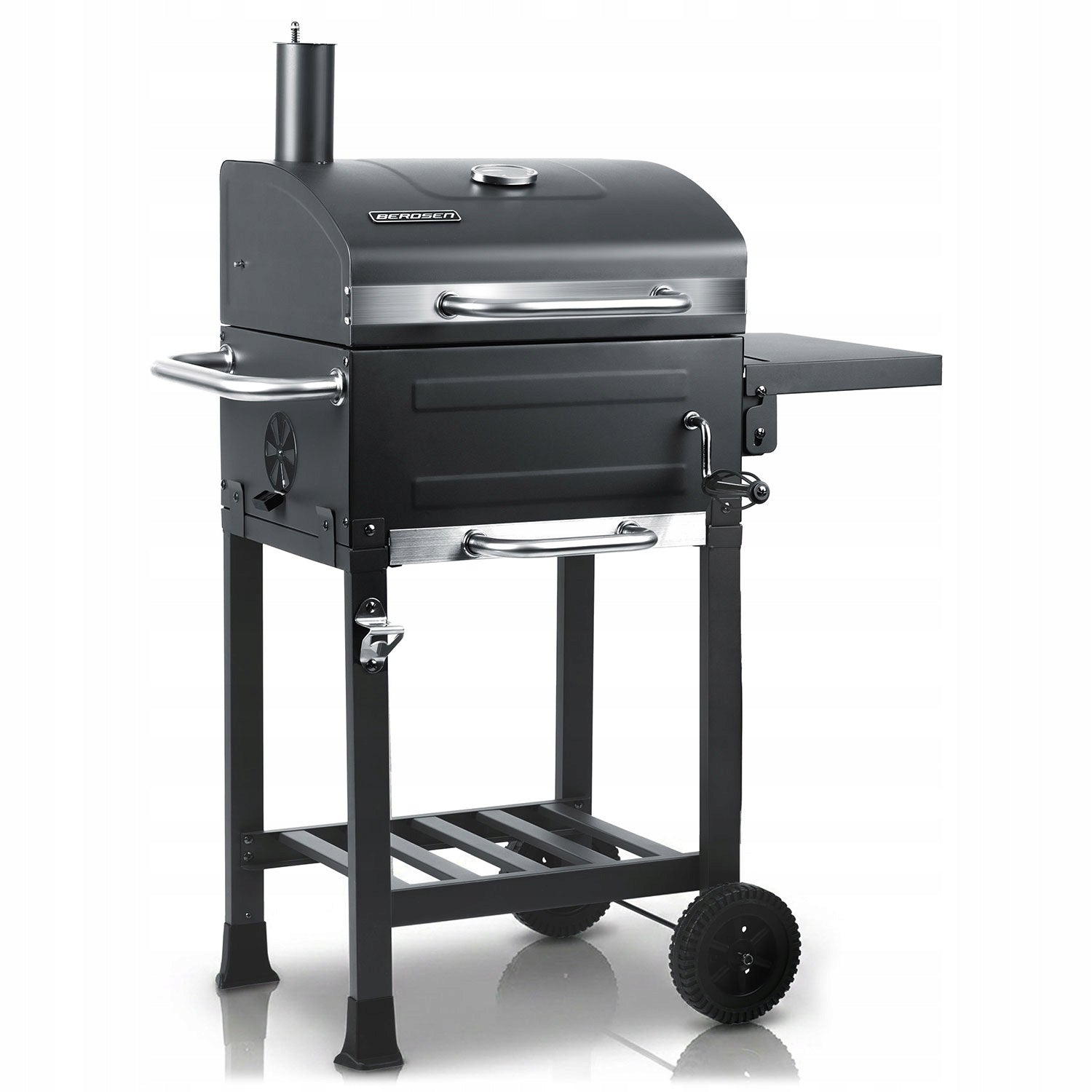 GARDEN GRILL CHARCOAL CHIMNEY STEEL GRATE 40 x 31,5 cm LARGE + THERMOMETER Manufacturer code DO OGRODU OGRÓDKA NA PRZYJĘCIE GRILOWANIE
