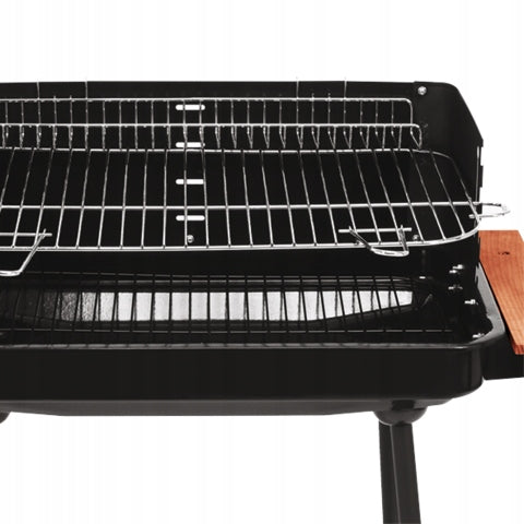 GARDEN GRILL CHARCOAL FOLDING SHELVES, WHEELS GRATE 53cm Grill height 82 cm