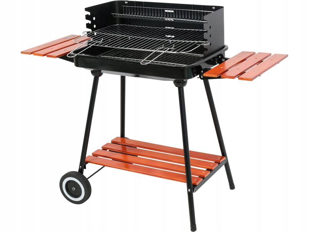 GARDEN GRILL CHARCOAL FOLDING SHELVES, WHEELS GRATE 53cm Packaging status original