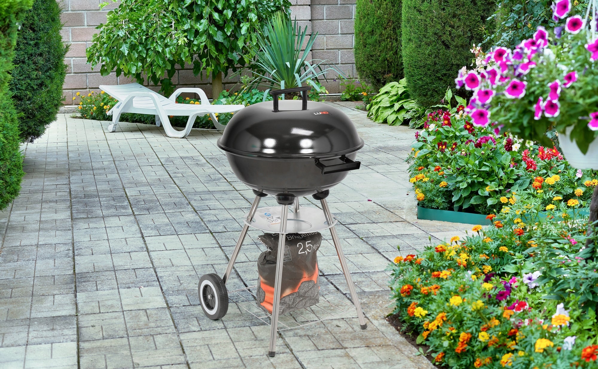 GARDEN GRILL CHARCOAL GRATE STEEL ROUND 41CM COVER WITH COVER LUND Manufacturer code 364077685