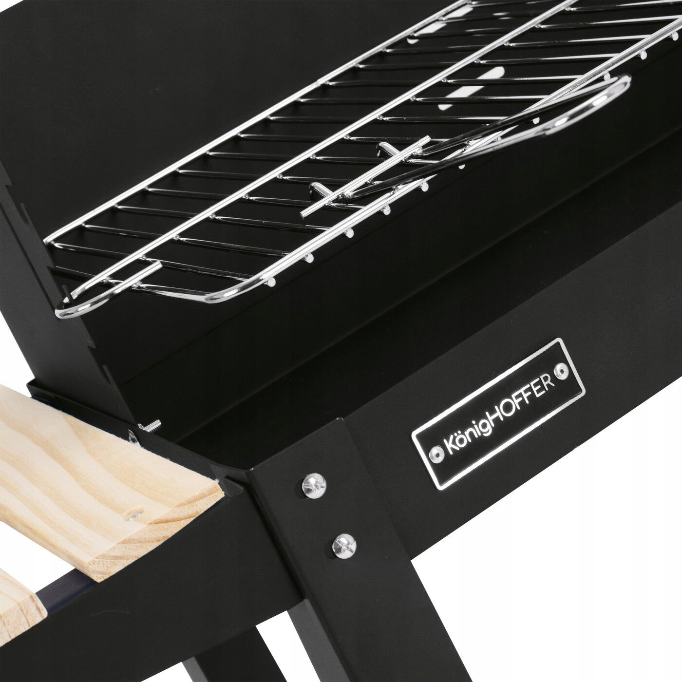 GARDEN GRILL Carbon STEEL GRATE 2 SHELVES ON WHEELS Konighoffer 80cm Grate length 48 cm
