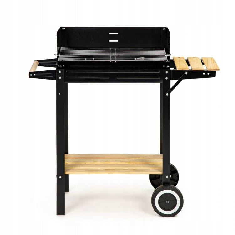 GARDEN GRILL Carbon STEEL GRATE 2 SHELVES ON WHEELS Konighoffer 80cm Grate width 27 cm