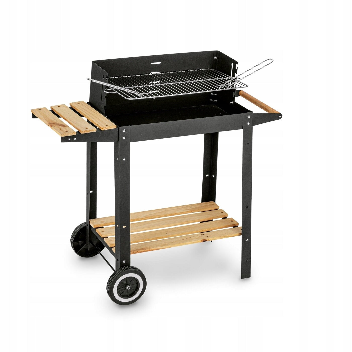 GARDEN GRILL Carbon STEEL GRATE 2 SHELVES ON WHEELS Konighoffer 80cm Packaging status original