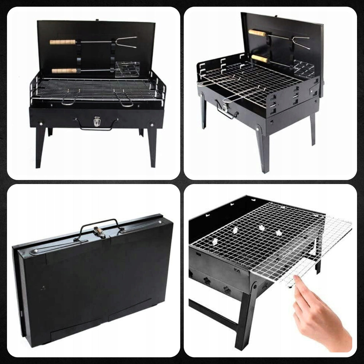 GARDEN GRILL TOURIST PORTABLE FOLDING BBQ SUITCASE + ACCESSORIES Manufacturer MEMFLOW