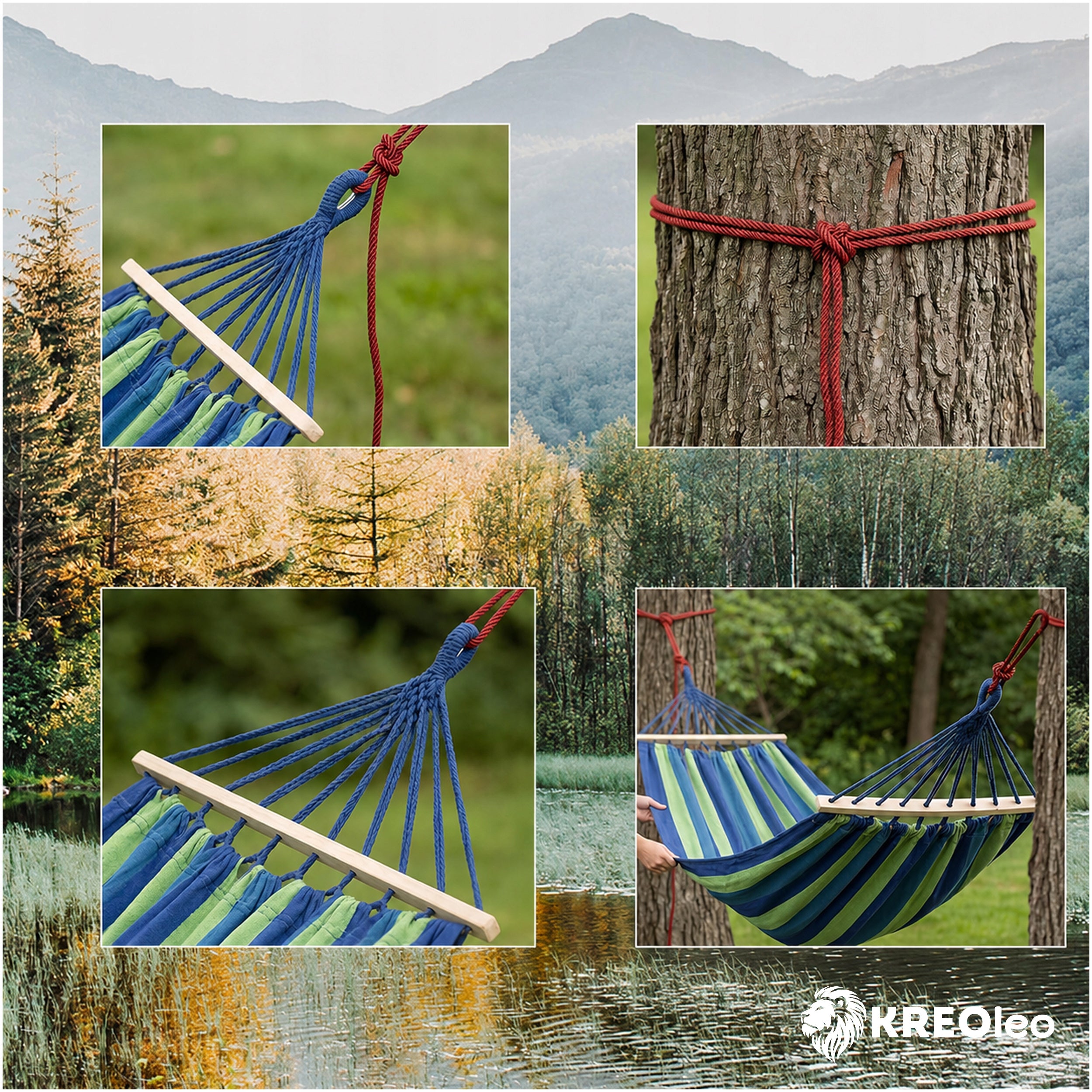 GARDEN HAMMOCK 2 PERSON SWING XXL REINFORCED STRONG HEADBAND LARGE + BAG Total length 200 cm