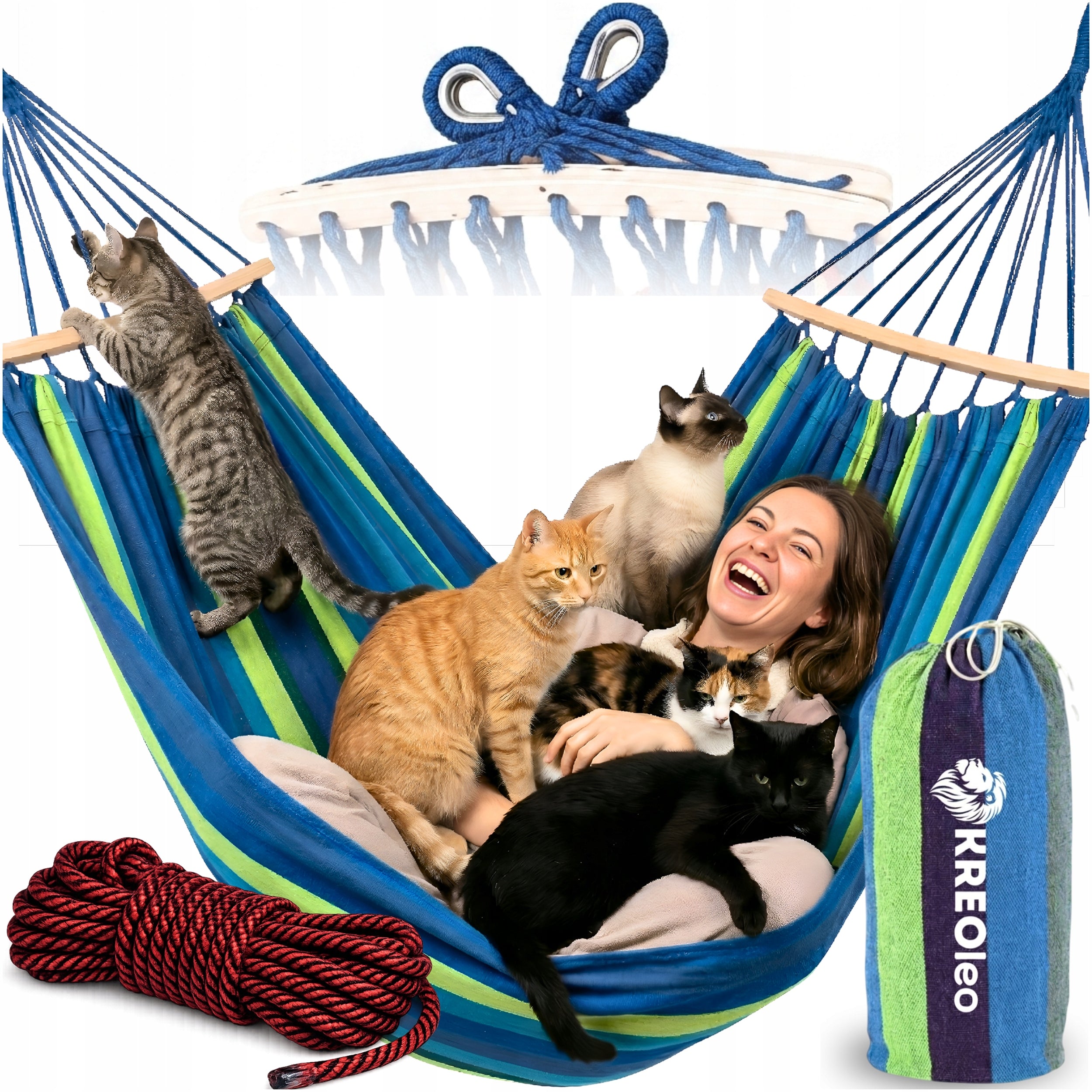 GARDEN HAMMOCK 2 PERSON SWING XXL REINFORCED STRONG HEADBAND LARGE + BAG