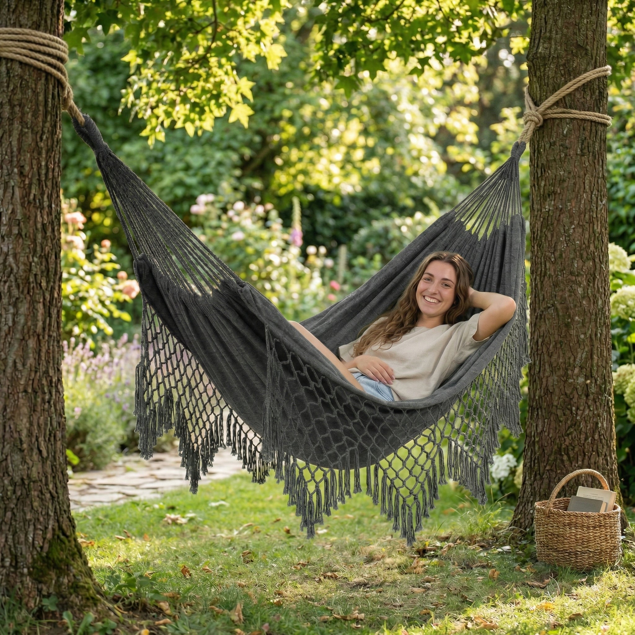 GARDEN HAMMOCK DOUBLE BOHO XXL LARGE STRONG SWING TOURIST BAG Manufacturer BE-ACTIVE PL