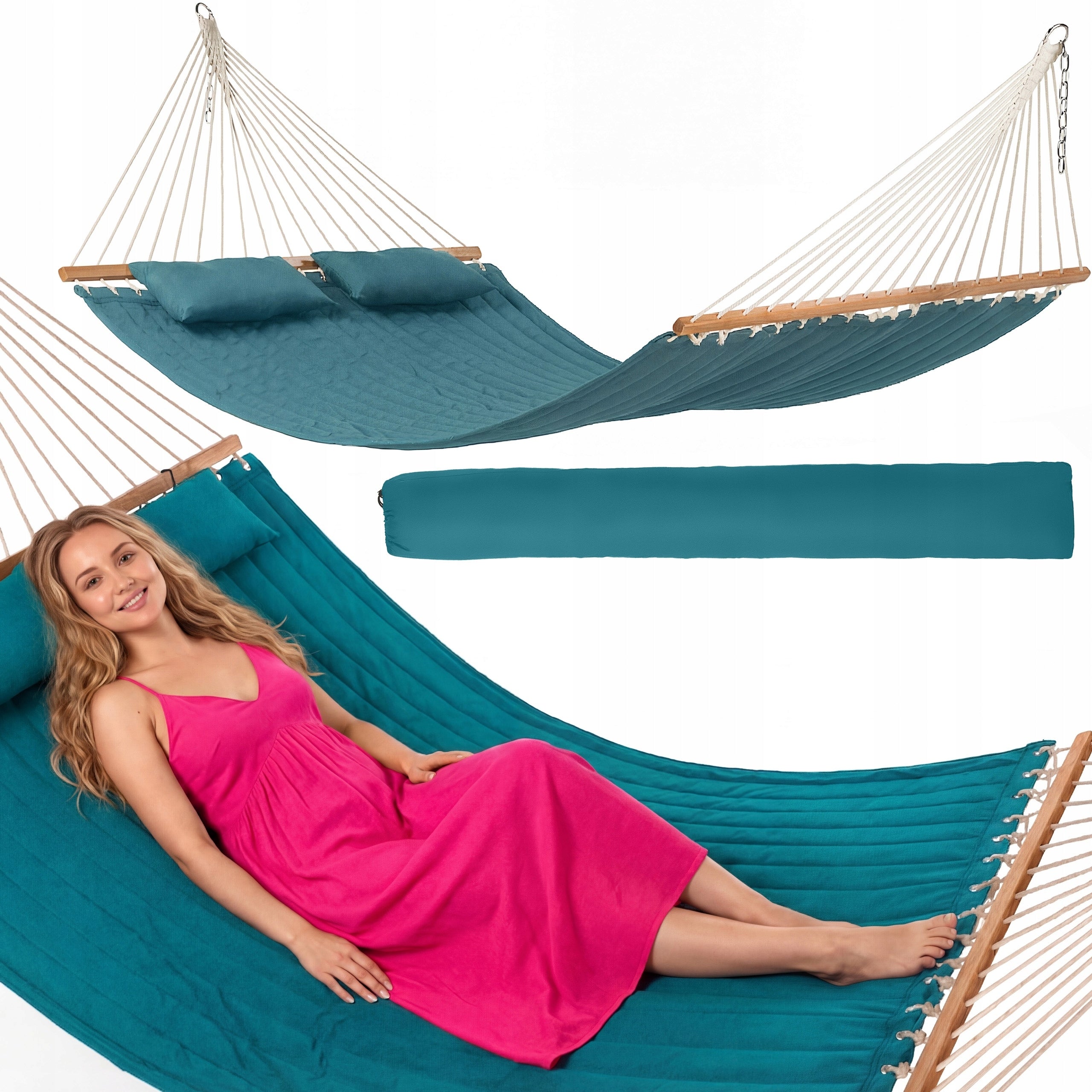 GARDEN HAMMOCK SINGLE AND DOUBLE WIDE WITH PILLOWS 300KG LUVERNO