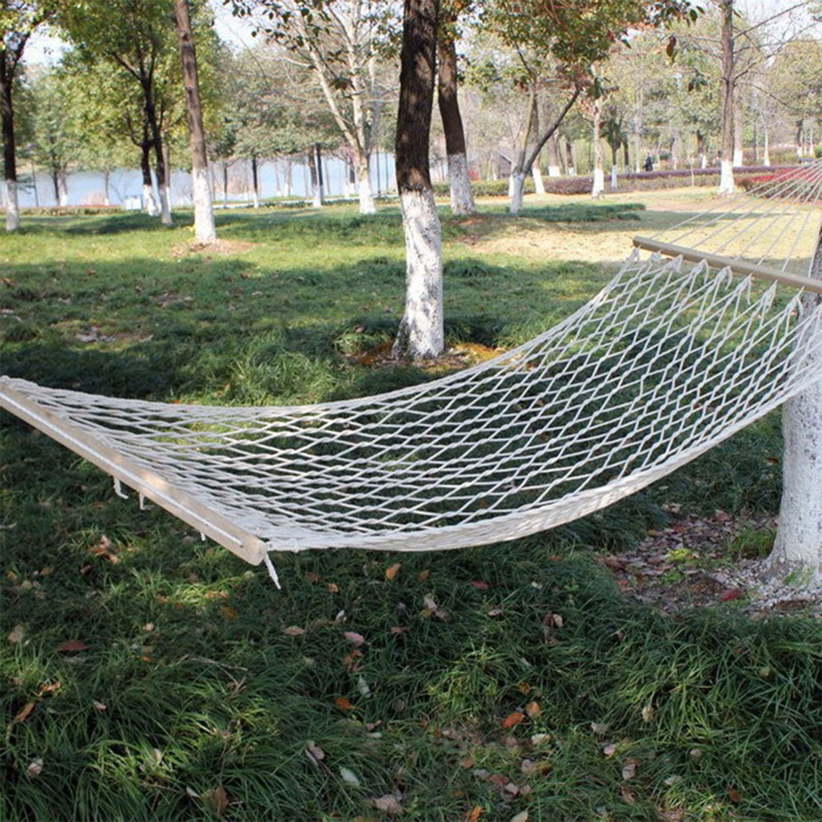 GARDEN HAMMOCK STRING SWING WITH FRAME ROCKER MESH BRAIDED WHITE Manufacturer no brand