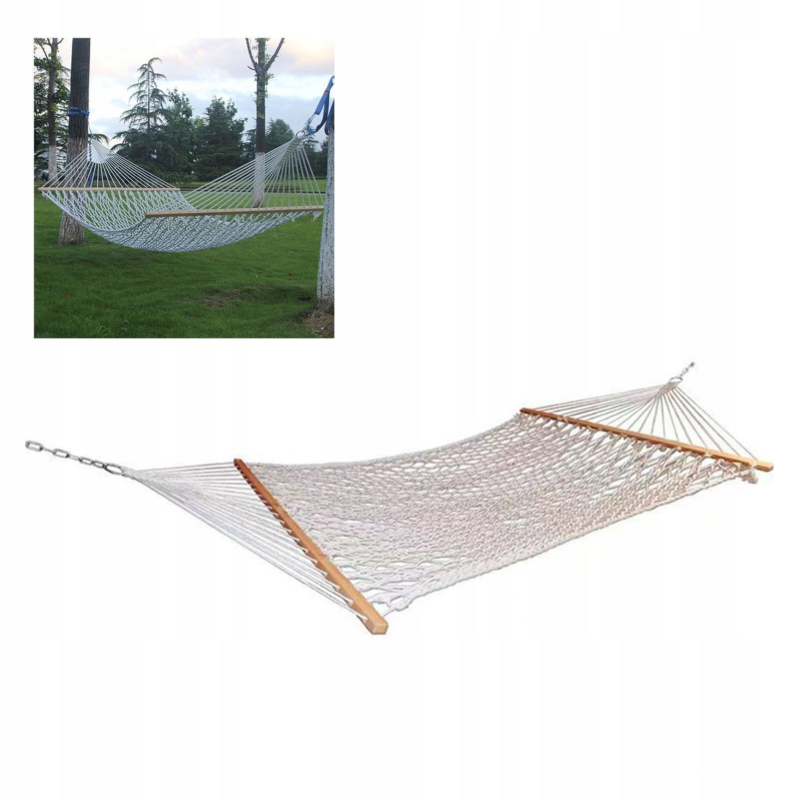 GARDEN HAMMOCK STRING SWING WITH FRAME ROCKER MESH BRAIDED WHITE