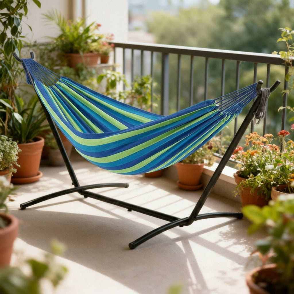 GARDEN HAMMOCK WITH FRAME DOUBLE FRAME FOR HAMMOCK COVER SET XXL Material width 150 cm
