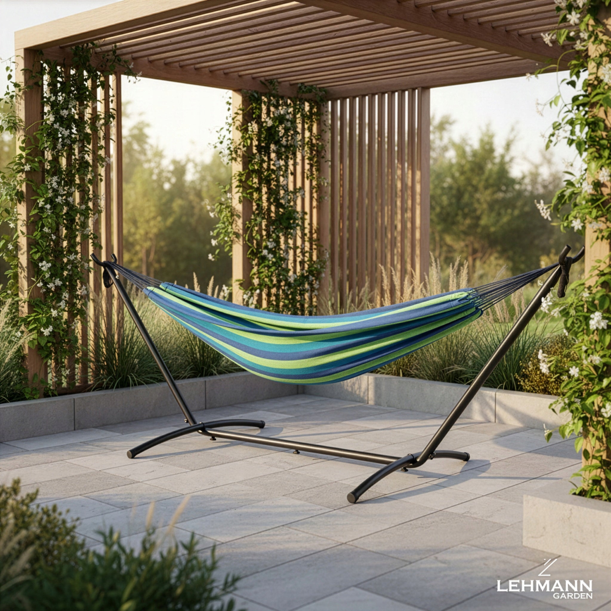 GARDEN HAMMOCK WITH FRAME DOUBLE FRAME FOR HAMMOCK COVER SET XXL Total length 281 cm