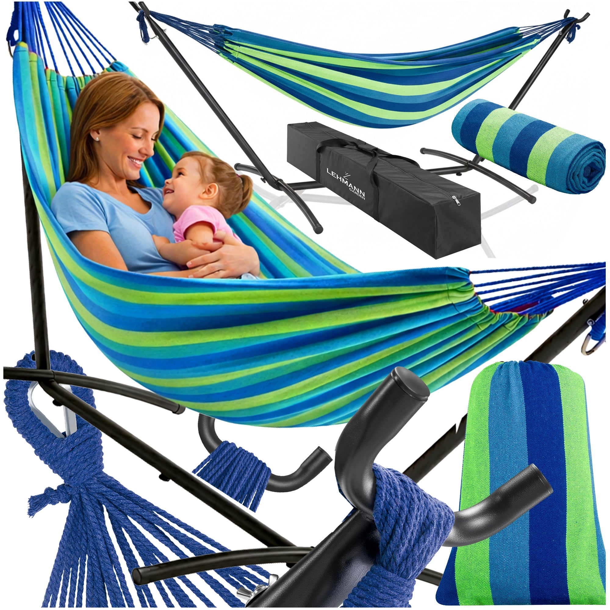 GARDEN HAMMOCK WITH FRAME DOUBLE FRAME FOR HAMMOCK COVER SET XXL