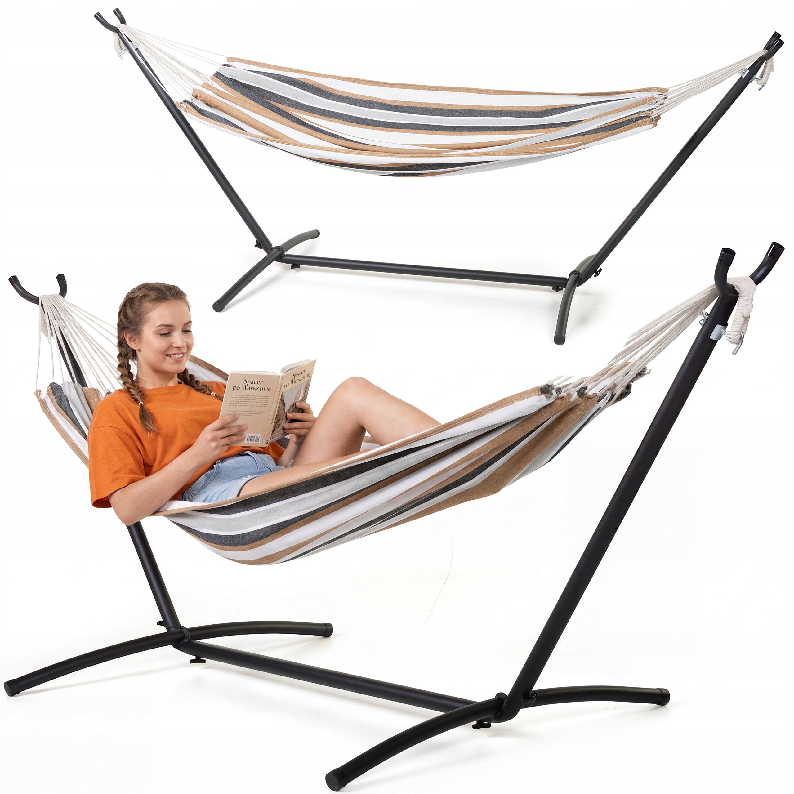 GARDEN HAMMOCK WITH FRAME DOUBLE FRAME FOR HAMMOCK METAL OUTTEC