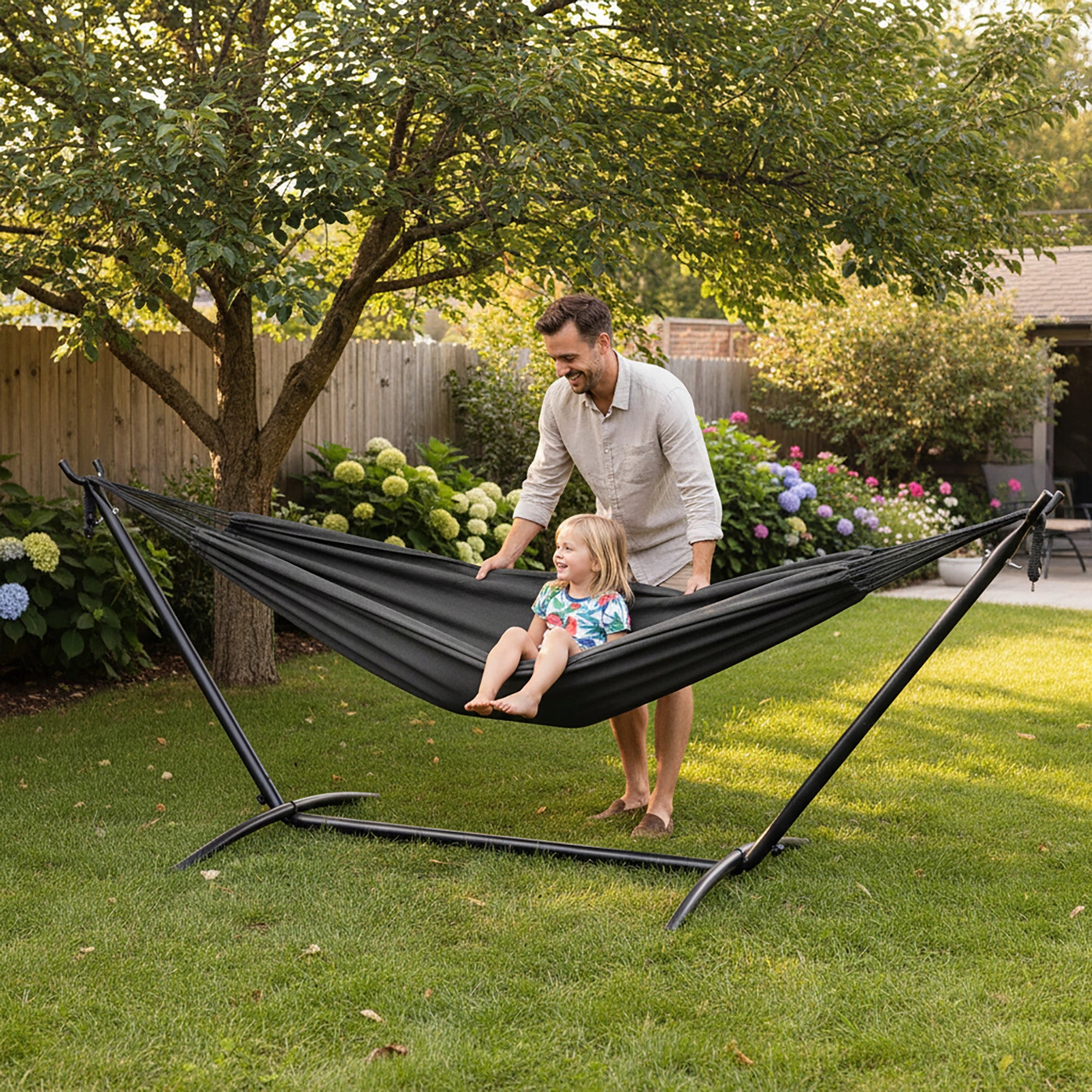 GARDEN HAMMOCK WITH FRAME DOUBLE HAMMOCK STAND STEEL + COVER Manufacturer Lehmann