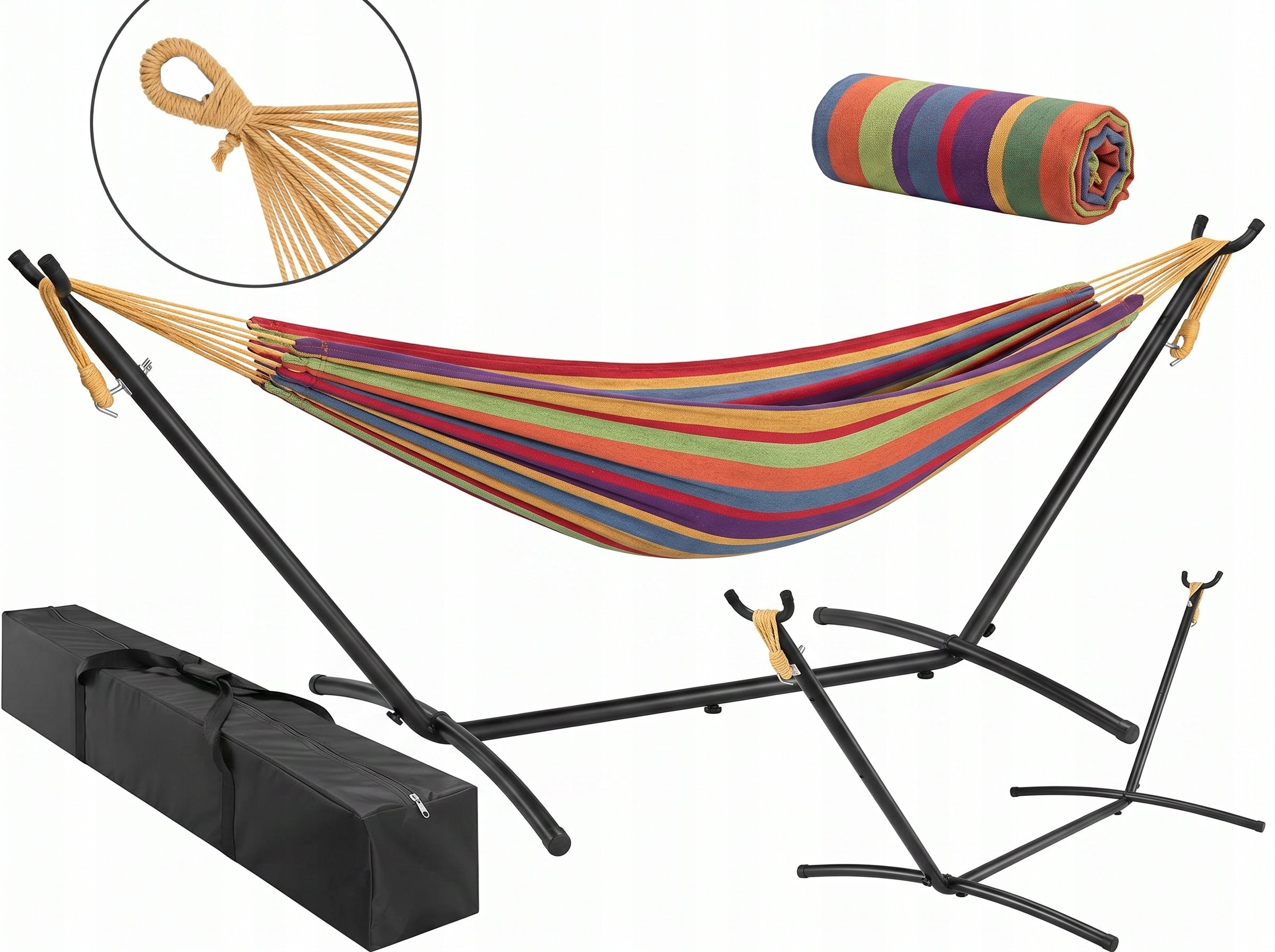 GARDEN HAMMOCK WITH FRAME DOUBLE HAMMOCK STAND STEEL COVER Manufacturer TODOMI