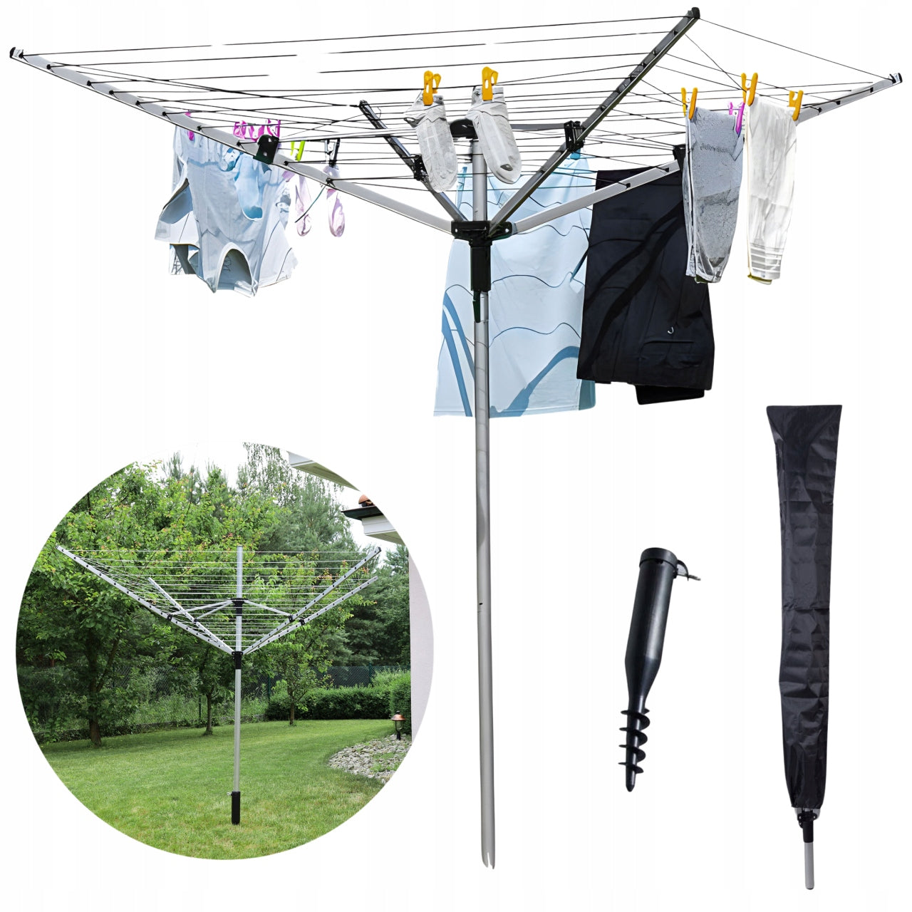 GARDEN LAUNDRY DRYER 60 M SURFACE DRILL COVER INCLUDED
