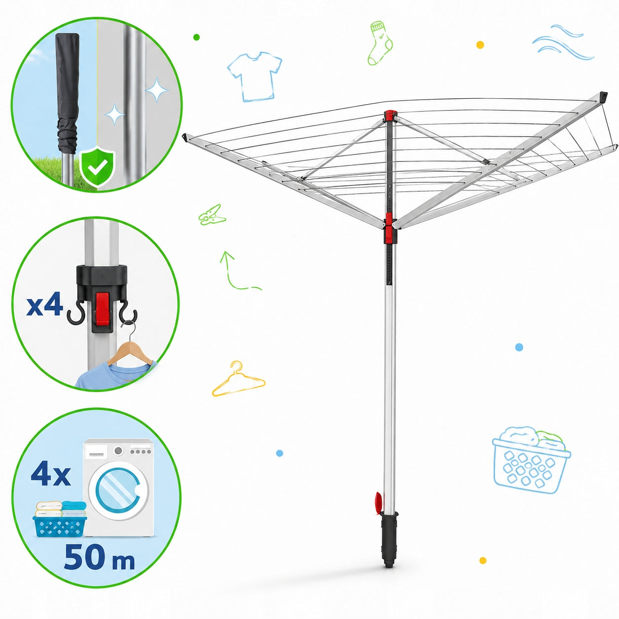 GARDEN LAUNDRY DRYER LARGE COVER OUTDOOR STATIONARY SET