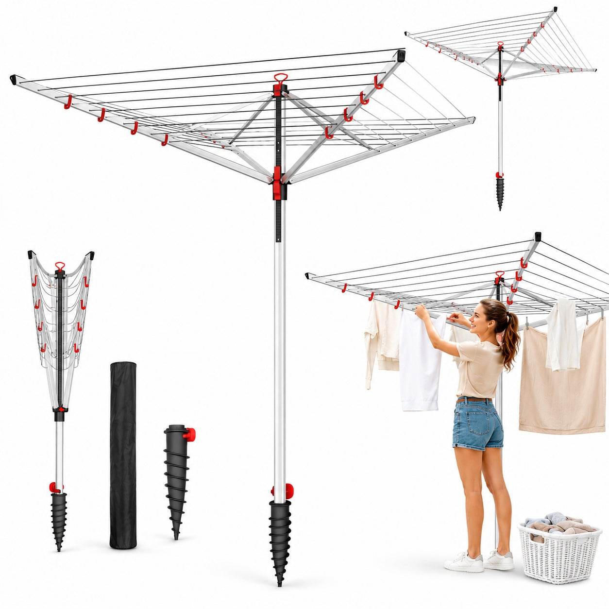 GARDEN LAUNDRY DRYER STATIONARY 180CM WITH 50M XXL
