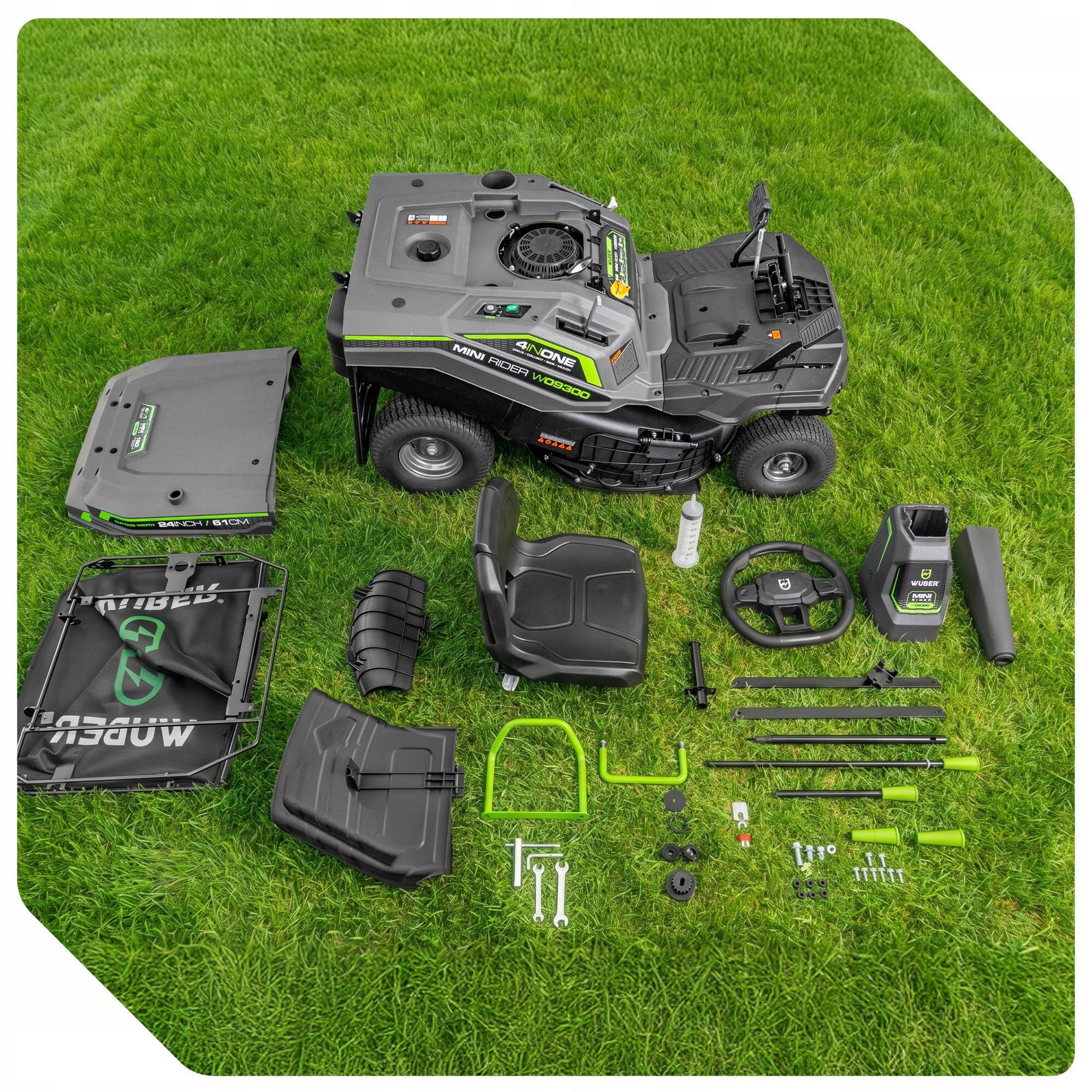 GARDEN LAWN MOWER WITH BASKET 150L / 61cm / 6,12KM STRONG RETURNABLE 4in1 Packaging status original