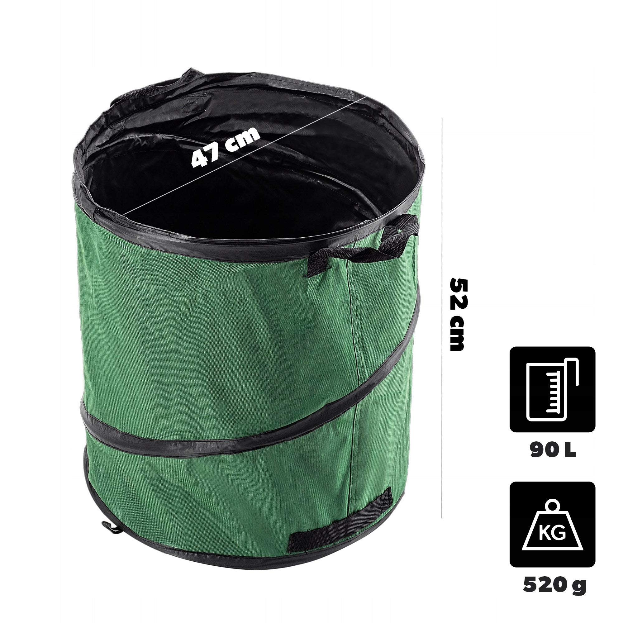 GARDEN LEAF BAG BASKET WASTE GRASS FOLDING STRONG WITH HANDLES 90 L Manufacturer code K12891