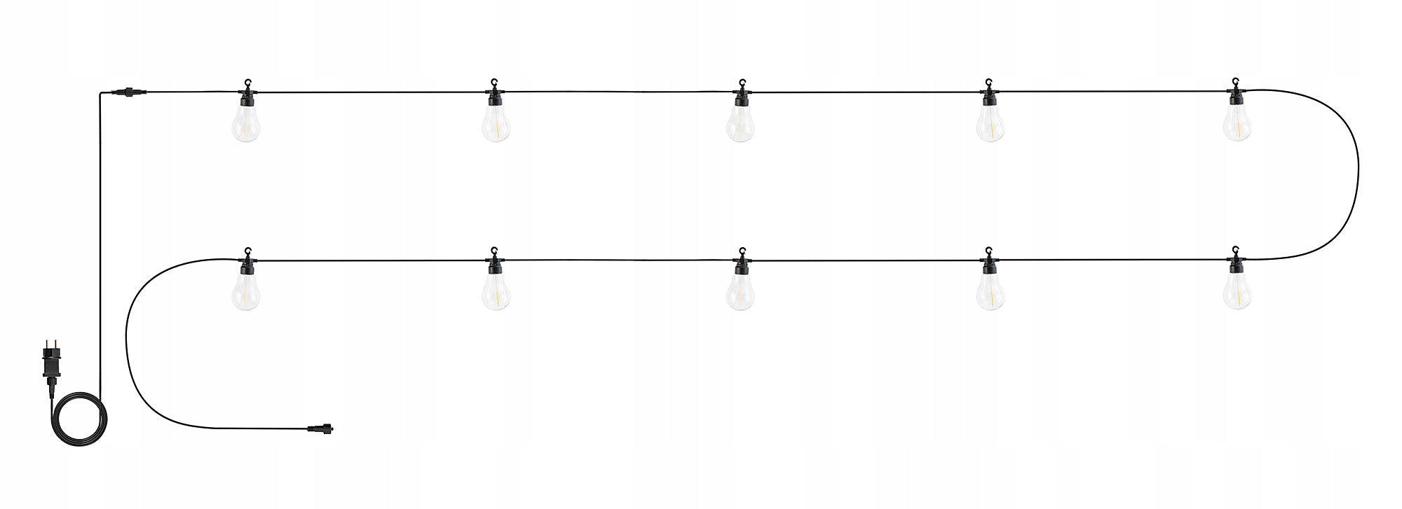 GARDEN LIGHT GARLAND 10x E27 LED BULBS LAMPS GARDEN TERRACE BALCONY 5m Batteries included no