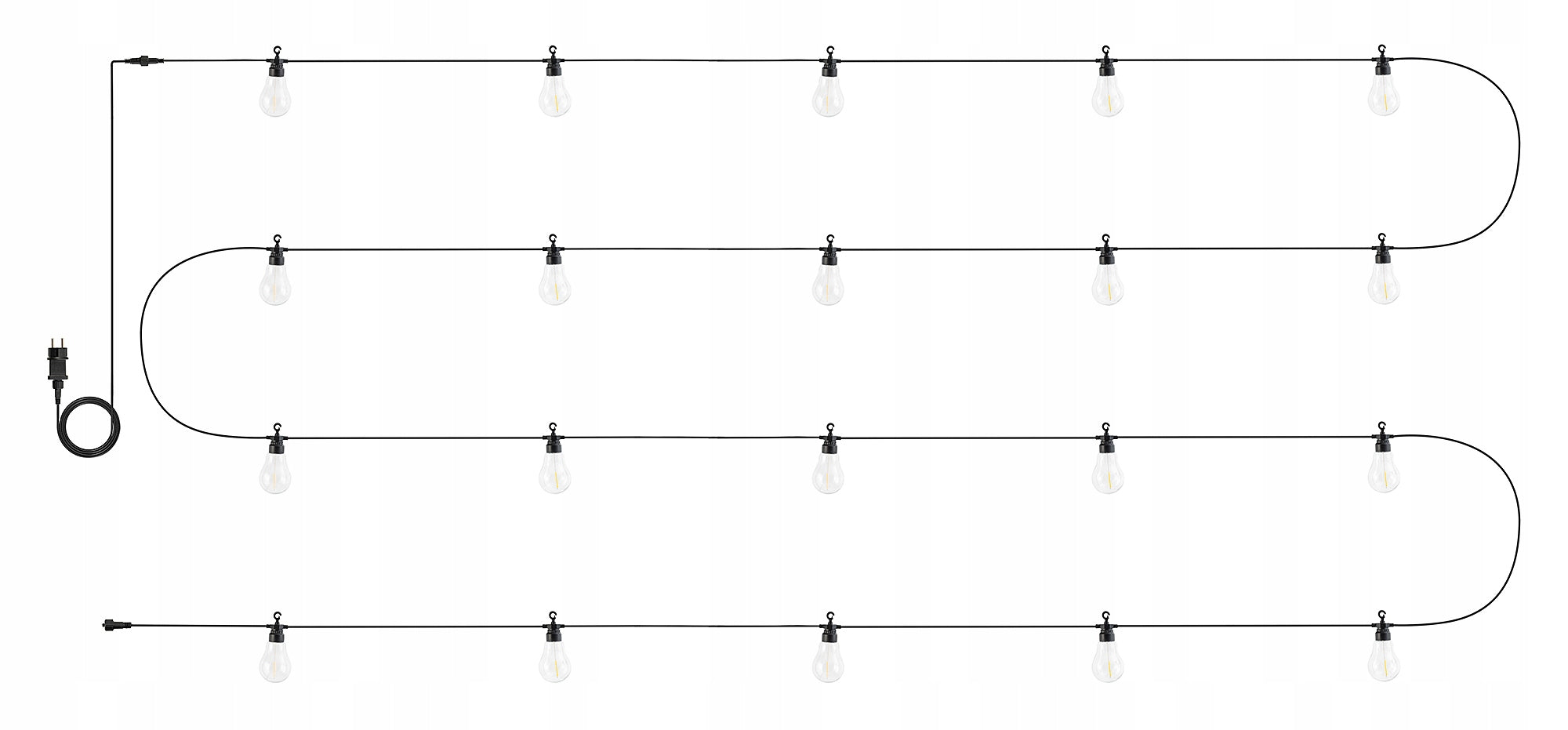 GARDEN LIGHT GARLAND 20x LED BULBS LAMPS GARDEN TERRACE BALCONY 10m Batteries included no