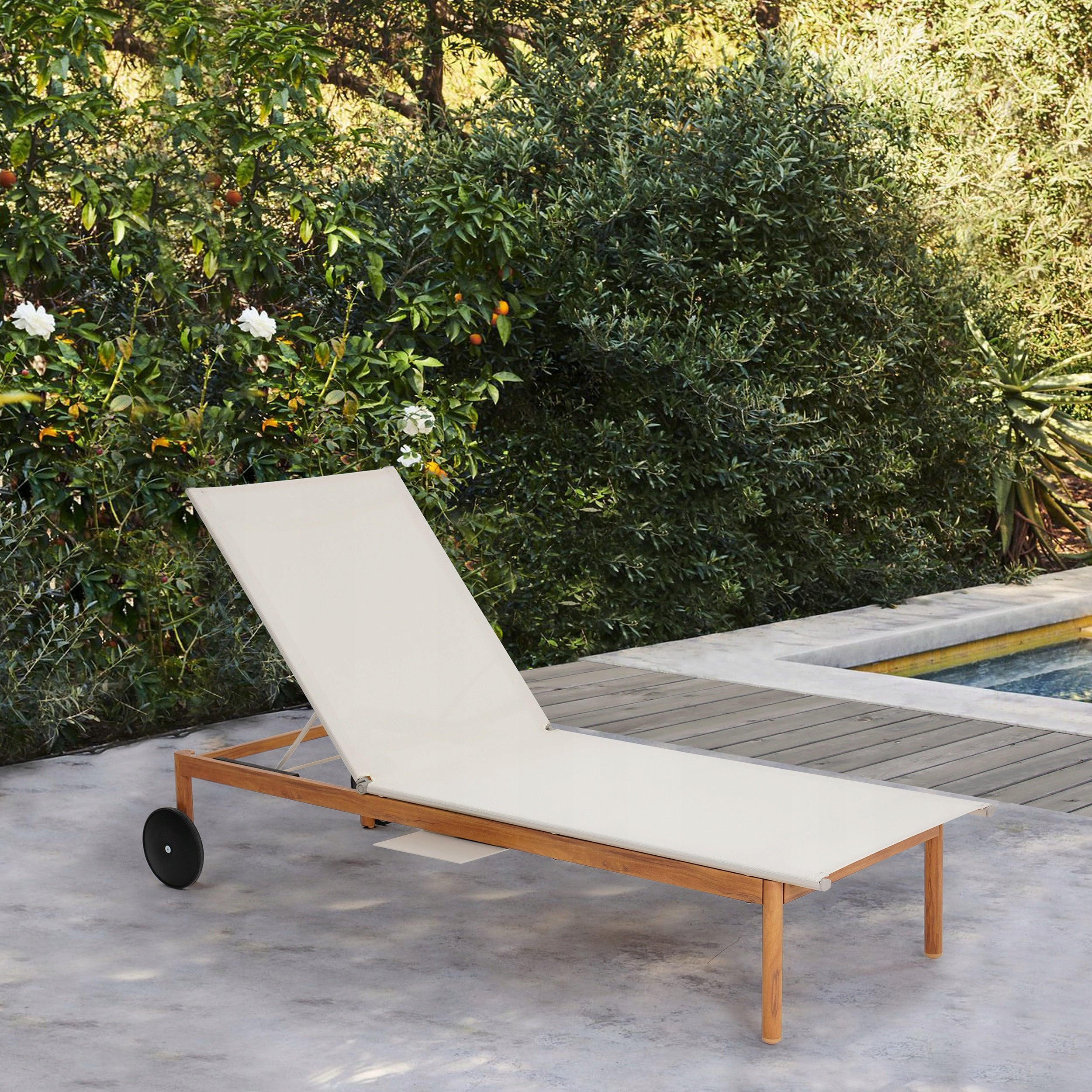 GARDEN LOUNGER ADJUSTABLE FOLDING WITH POOL WHEELS FOR TERRACE BALCONY Brand no brand
