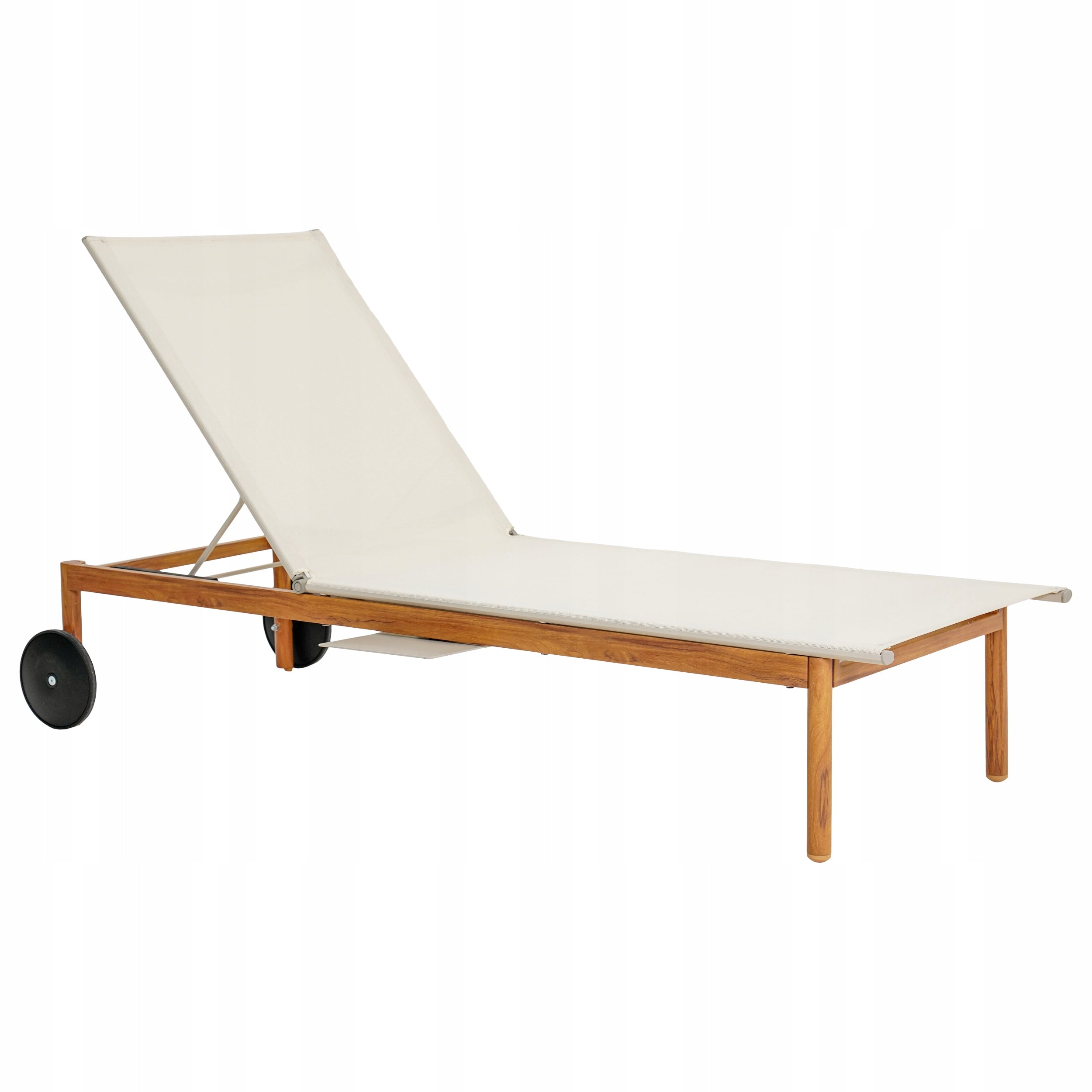 GARDEN LOUNGER ADJUSTABLE FOLDING WITH POOL WHEELS FOR TERRACE BALCONY Manufacturer code Leżak ogrodowy składany regulowany beż