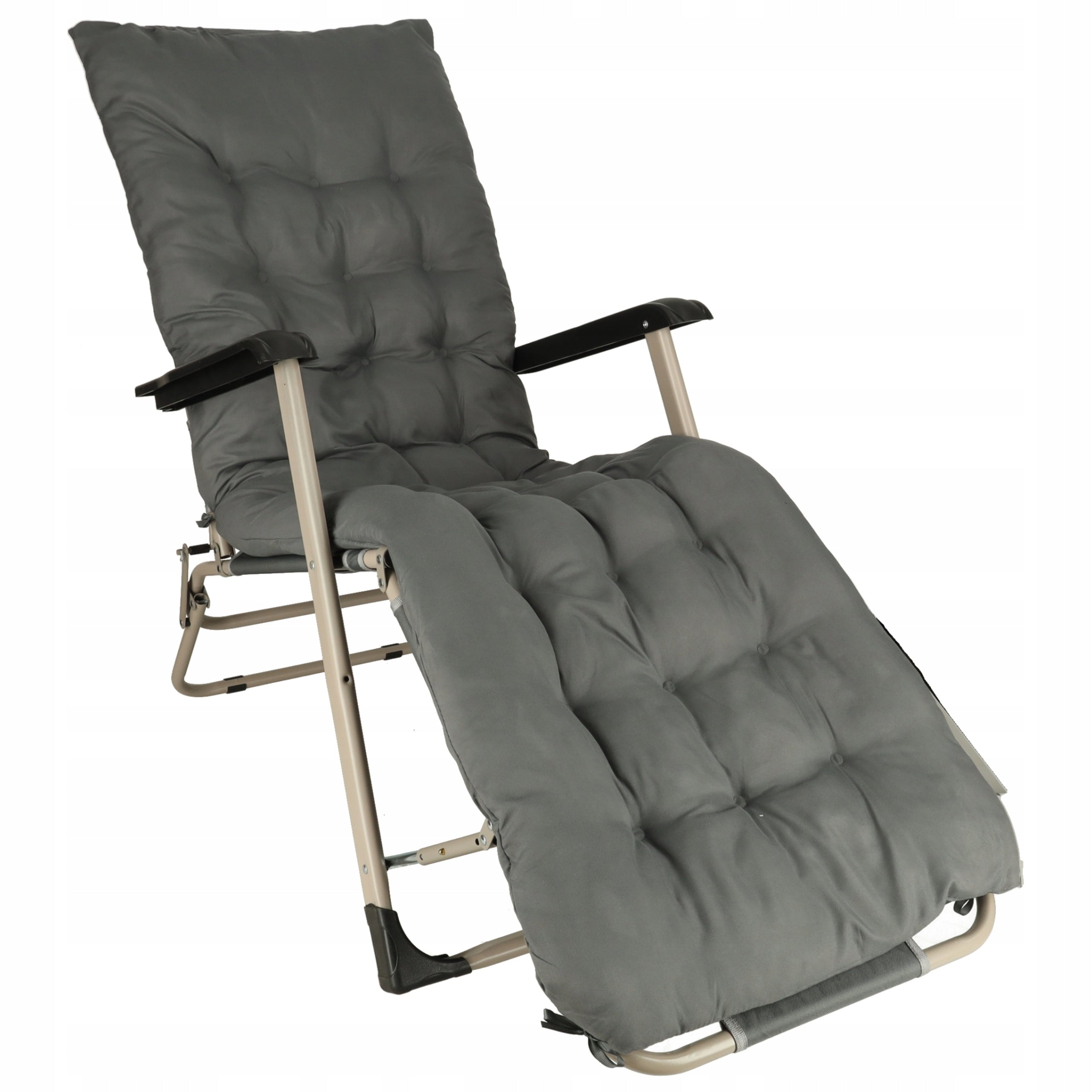 GARDEN LOUNGER FOLDING BEACH CHAIR HIKING COUCH GREY + PILLOW Brand no brand