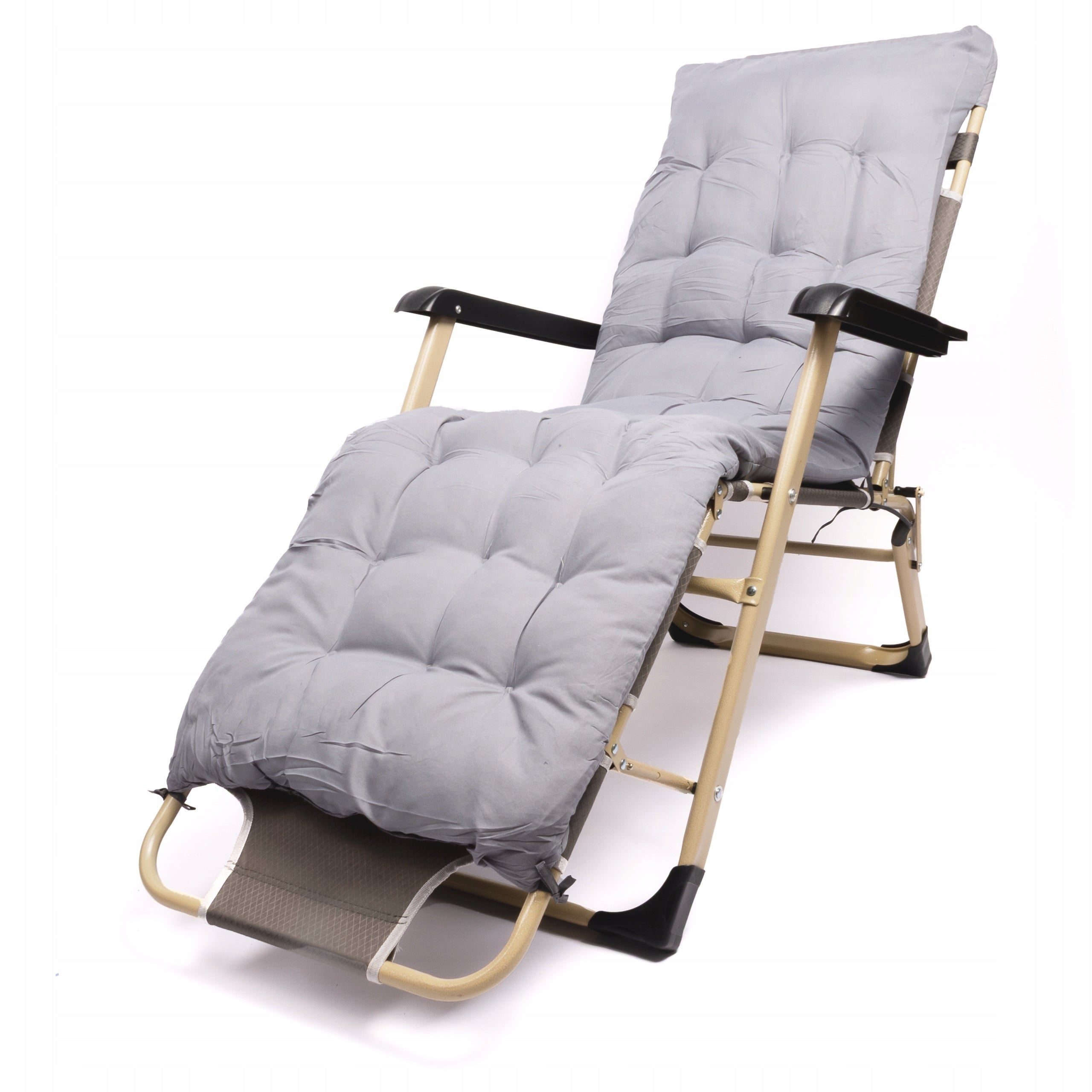 GARDEN LOUNGER FOLDING HIKING CHAIR SOFT CUSHION GREY SOLID Brand no brand