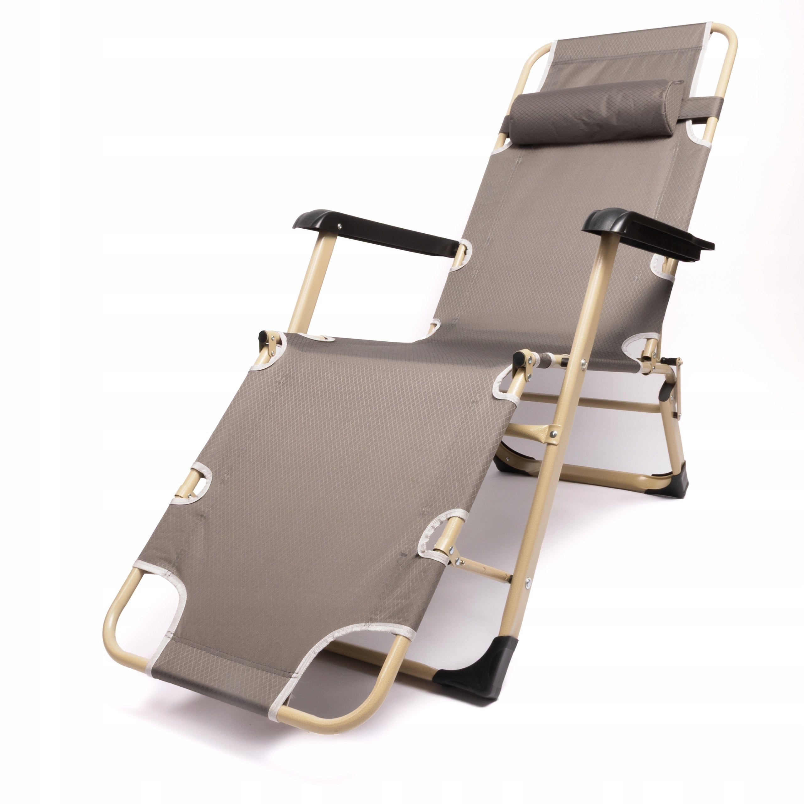 GARDEN LOUNGER FOLDING HIKING CHAIR SOFT CUSHION GREY SOLID Width (shorter side) 50 cm
