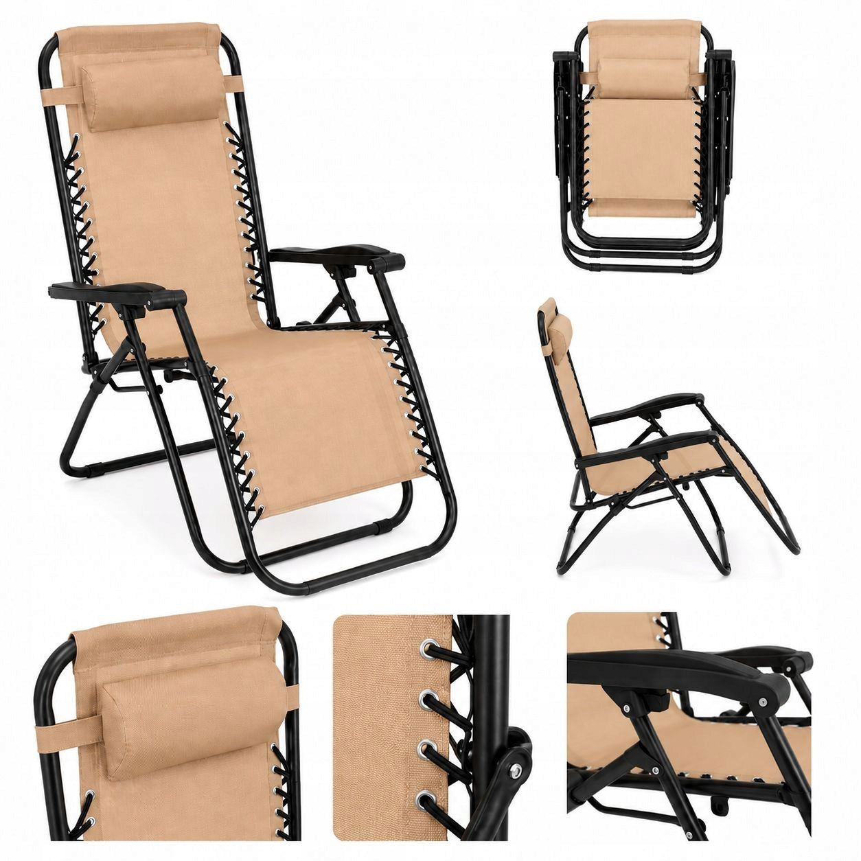 GARDEN LOUNGER FOLDING ZERO GRAVITY FIESTA BEACH CHAIR PATIO CHAIR