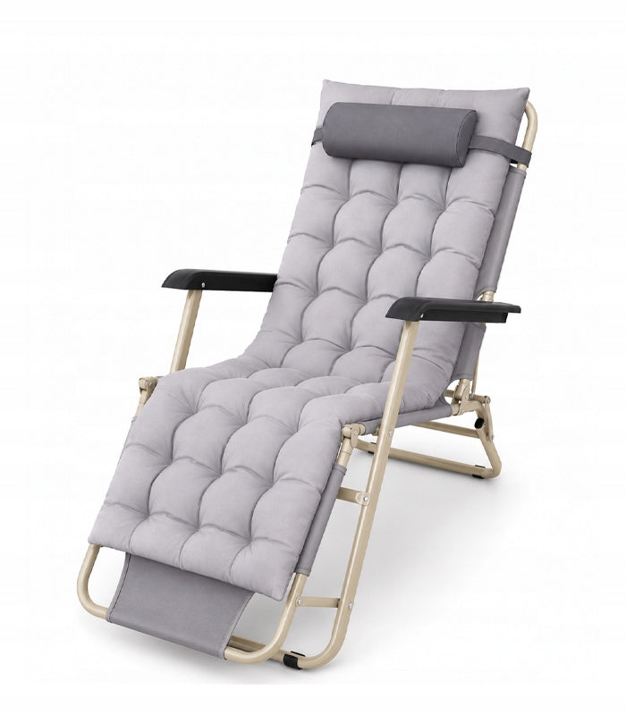 GARDEN LOUNGER GRAVITY BEACH CUSHION FOLDING GREY ADJUSTABLE Model LEŻAK GRAWITACYJNY OGRODOWY TARASOWY BALKONOWY