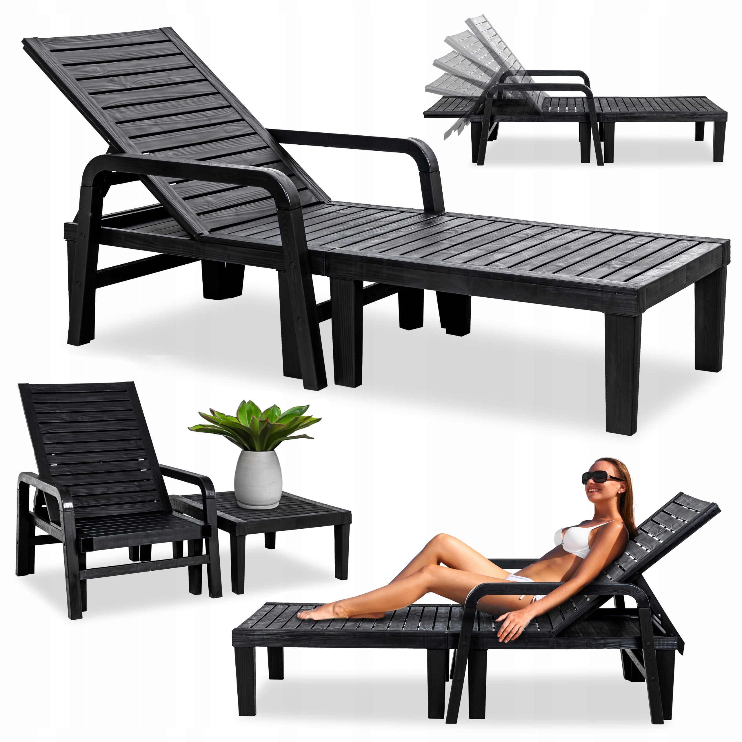 GARDEN LOUNGER POOL VITO adjustable beach TABLE couch BED armchair