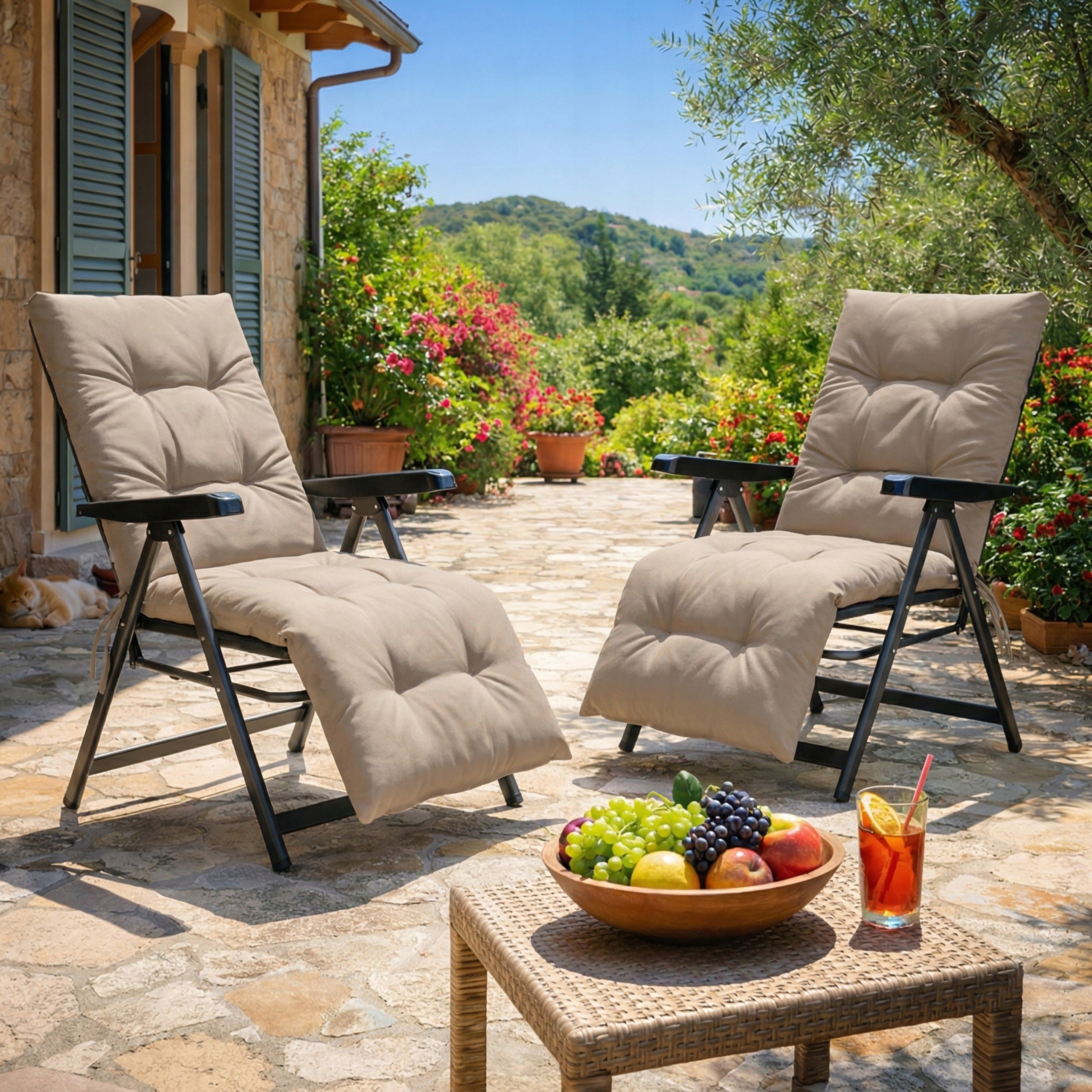 GARDEN LOUNGER WITH PILLOW AND FOOTREST COUCH FOR GARDEN BACKREST ADJUSTMENT Packaging status original