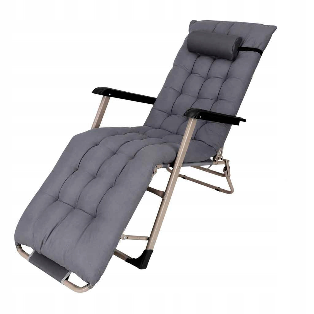 GARDEN LOUNGER WITH PILLOW FOLDING GREY TOURIST FOLDING LUARO