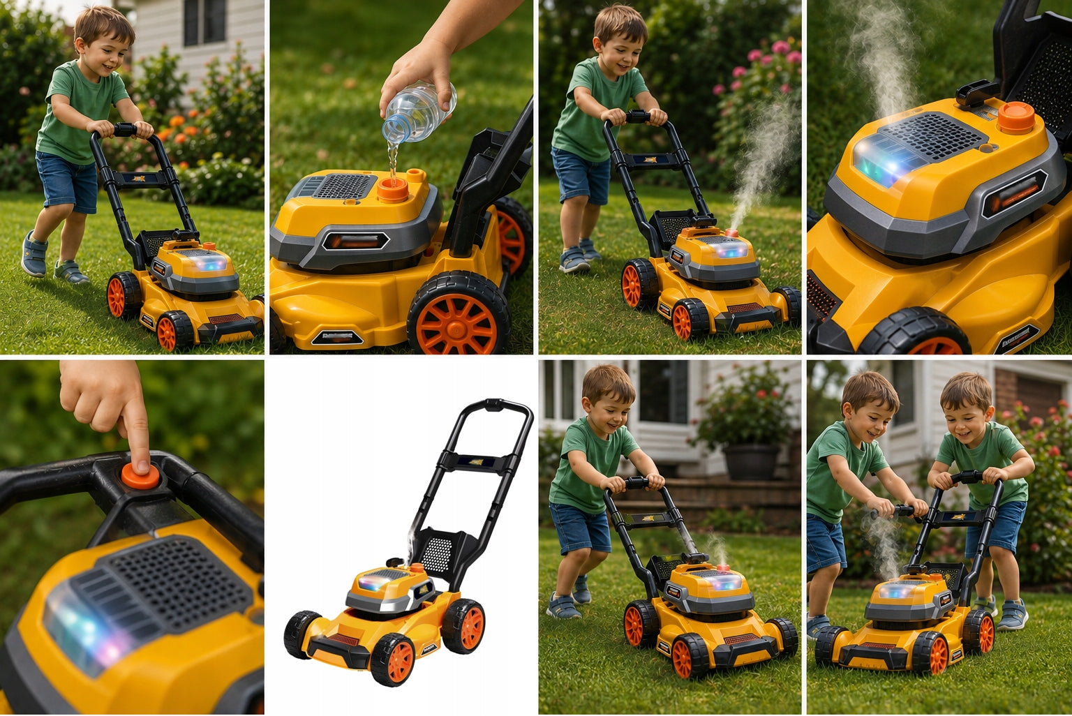 GARDEN MOWER FOR CHILDREN LIKE REAL LIGHT SOUND STEAM Packaging status original