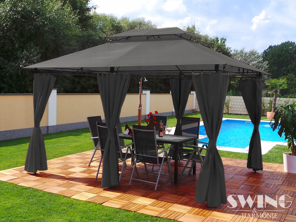 GARDEN PAVILION 3x4 GARDEN TENT LED MOSQUITO NET CURTAINS ANTHRACITE GAZEBO EAN (GTIN) 4054748004369