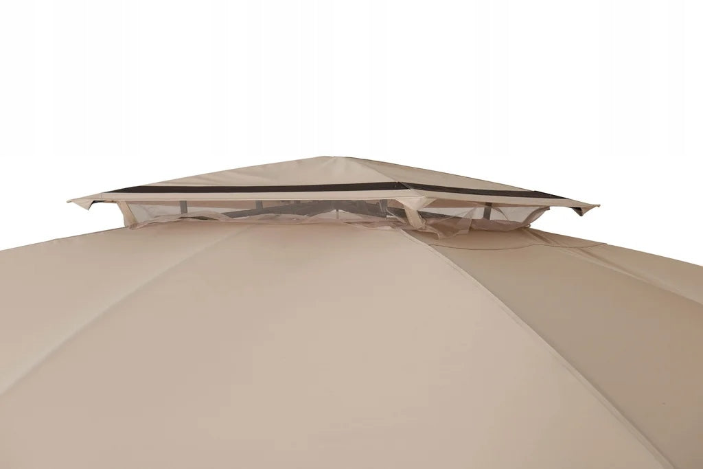 GARDEN PAVILION 3x4 TERRACE CANOPY BEIGE MOSQUITO NETS LED DELUXE CURTAINS Width 3.2766 m