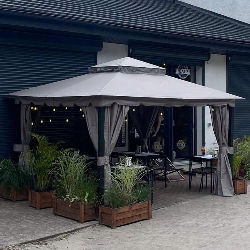 GARDEN PAVILION 3x4m TENT GREY GARDEN MOSQUITO NET CURTAINS GAZEBO Number of side walls 4 walls