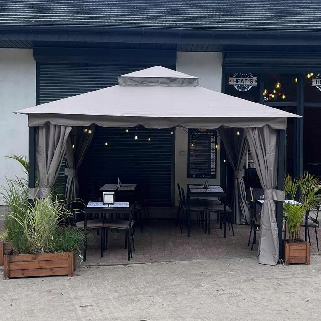 GARDEN PAVILION 3x4m TENT GREY GARDEN MOSQUITO NET CURTAINS GAZEBO Type pavilion