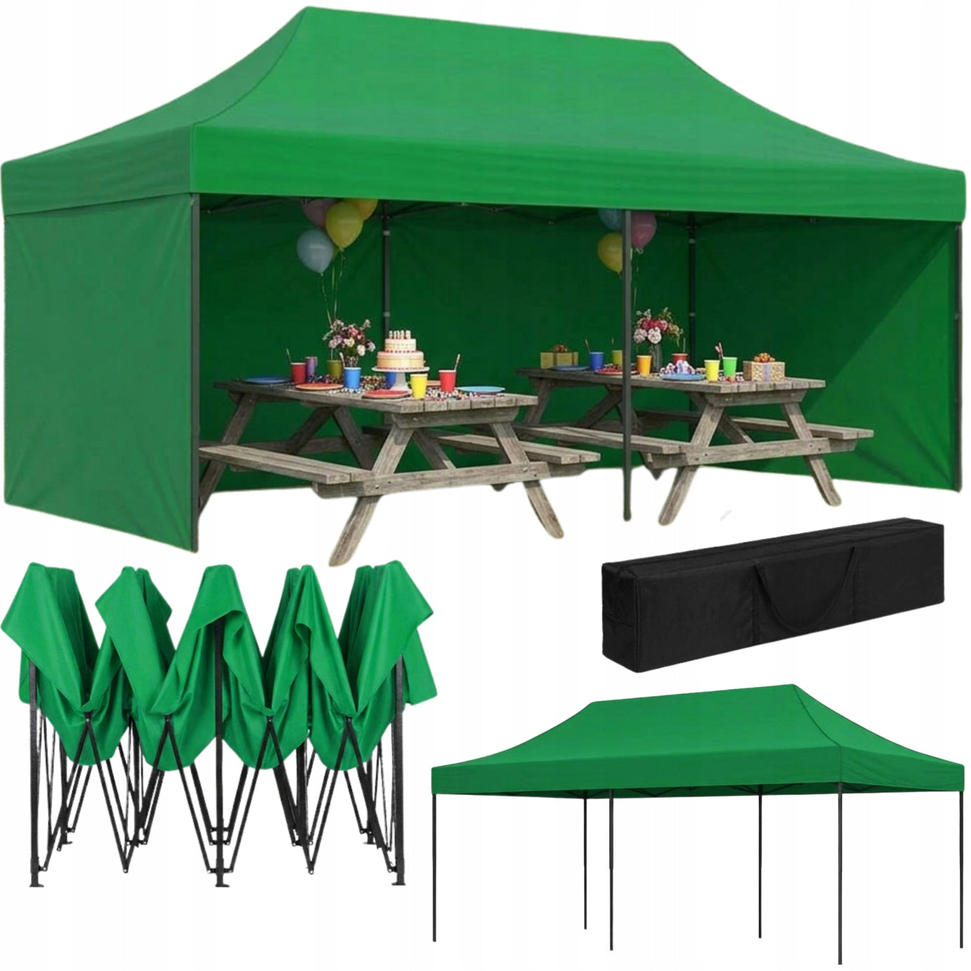 GARDEN PAVILION EXPRESS 3x6 M TENT AUTOMATIC GREEN
