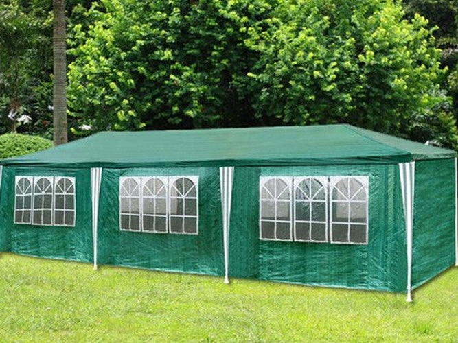 GARDEN PAVILION PARTY TENT CATERING GREEN 3x9 m + 8 WALLS Length 9 m