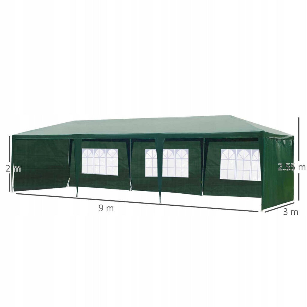 GARDEN PAVILION PARTY TENT CATERING GREEN 3x9 m + 8 WALLS Type pavilion