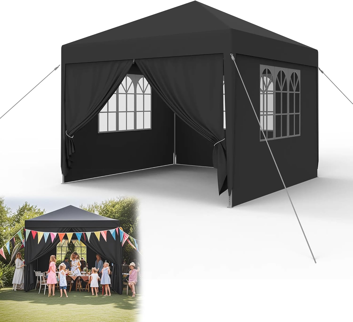 GARDEN PAVILION TENT 4 WALLS GAZEBO FOR GARDEN PARTY COMMERCIAL Number of side walls 4 walls